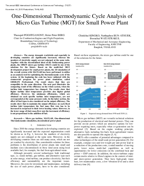 (PDF) One-Dimensional Thermodynamic Cycle Analysis of Micro Gas Turbine ...