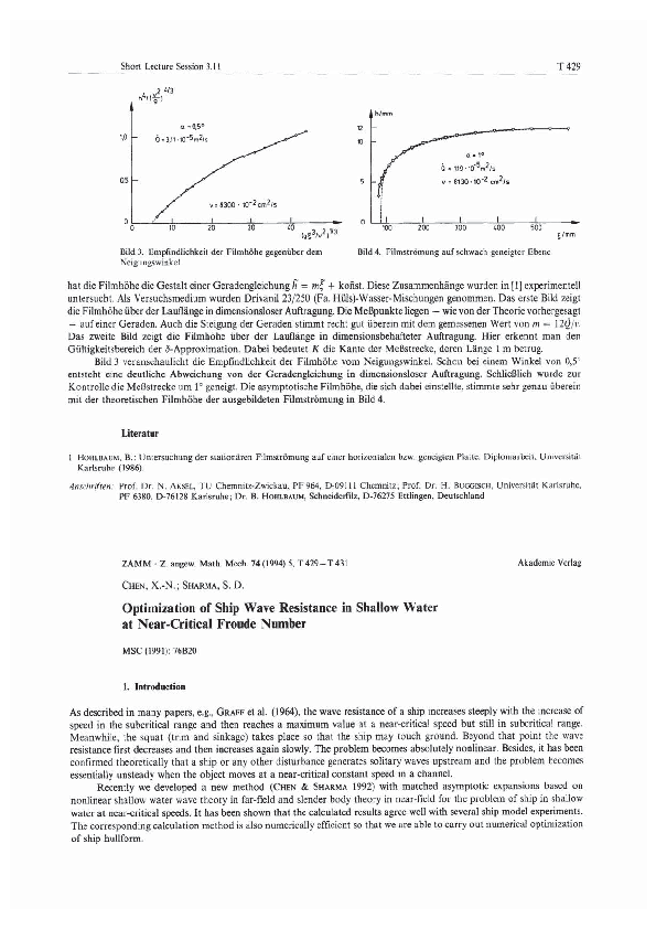 (PDF) Optimization of ship wave resistance in shallow water at near ...