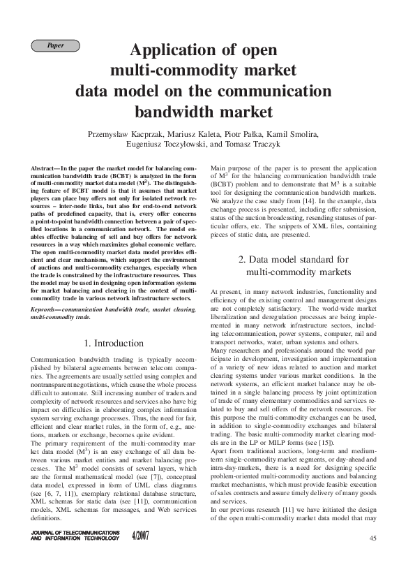 (PDF) Application of open multi-commodity market data model on the ...