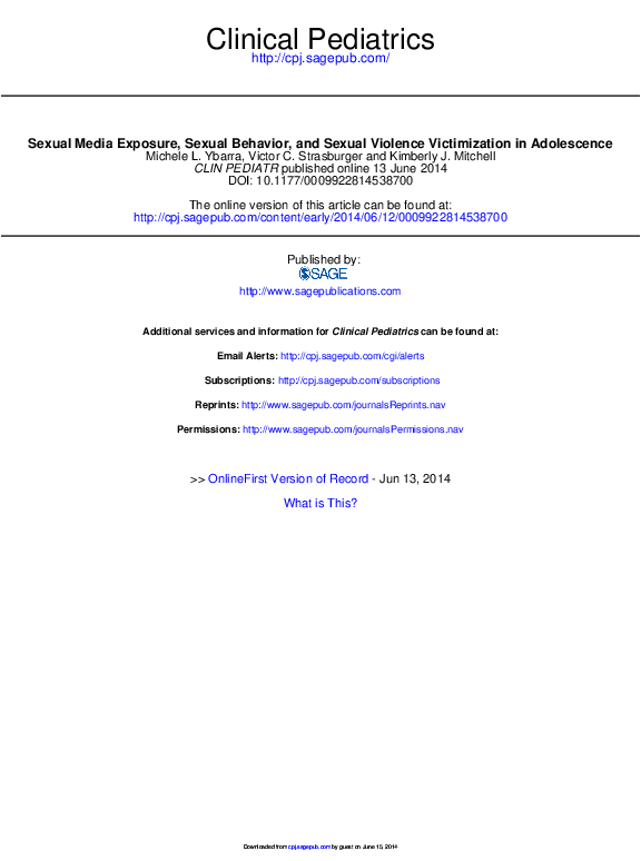 (PDF) Sexual media exposure, sexual behavior, and sexual violence ...