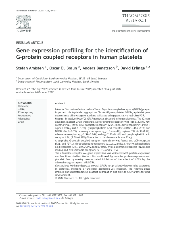 (PDF) Gene expression profiling for the identification of G-protein ...