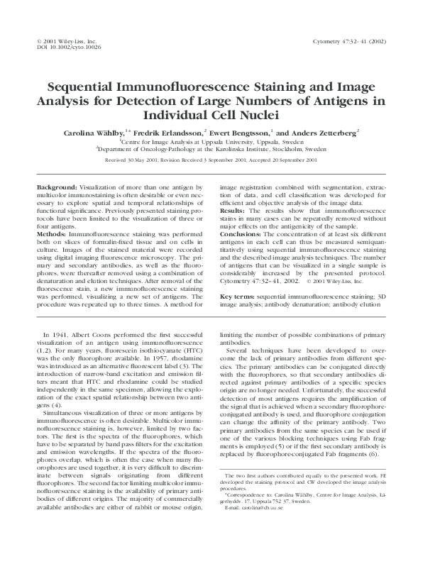 (PDF) Sequential immunofluorescence staining and image analysis for ...