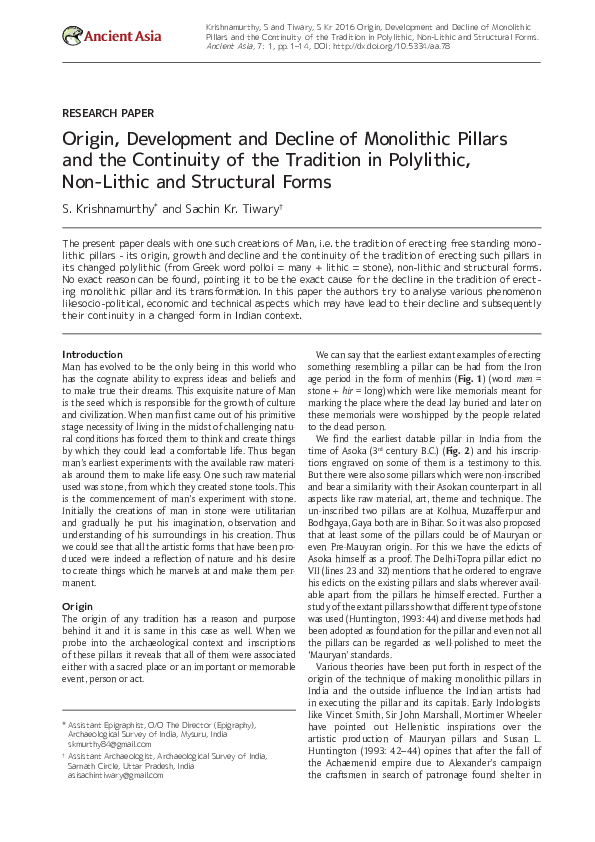 (PDF) Origin, Development and Decline of Monolithic Pillars and the ...