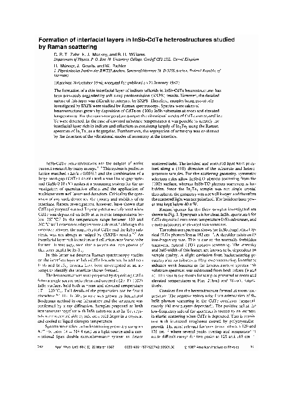 (PDF) Formation of interfacial layers in InSb-CdTe heterostructures ...