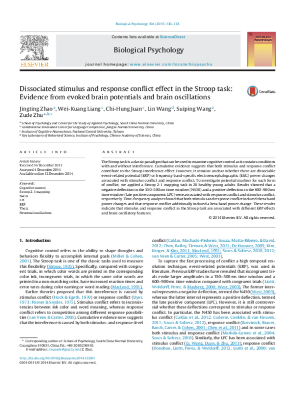 (PDF) Dissociated stimulus and response conflict effect in the Stroop ...
