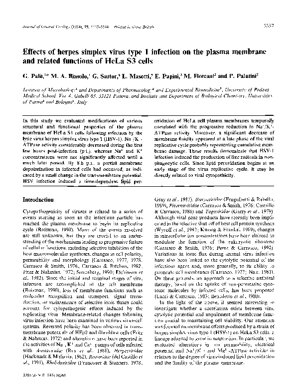 (PDF) Effects of herpes simplex virus type 1 infection on the plasma ...