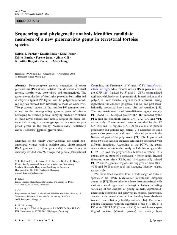 (PDF) Sequencing and phylogenetic analysis identifies candidate members ...