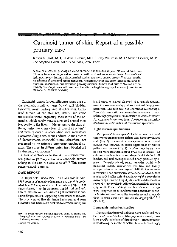 (PDF) Carcinoid tumor of skin: Report of a possible primary case
