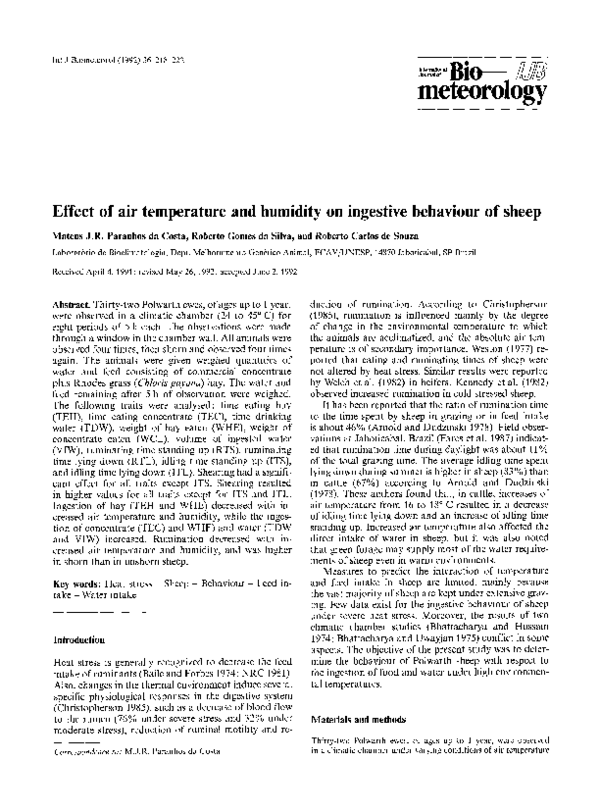 (PDF) Effect of air temperature and humidity on ingestive behaviour of ...
