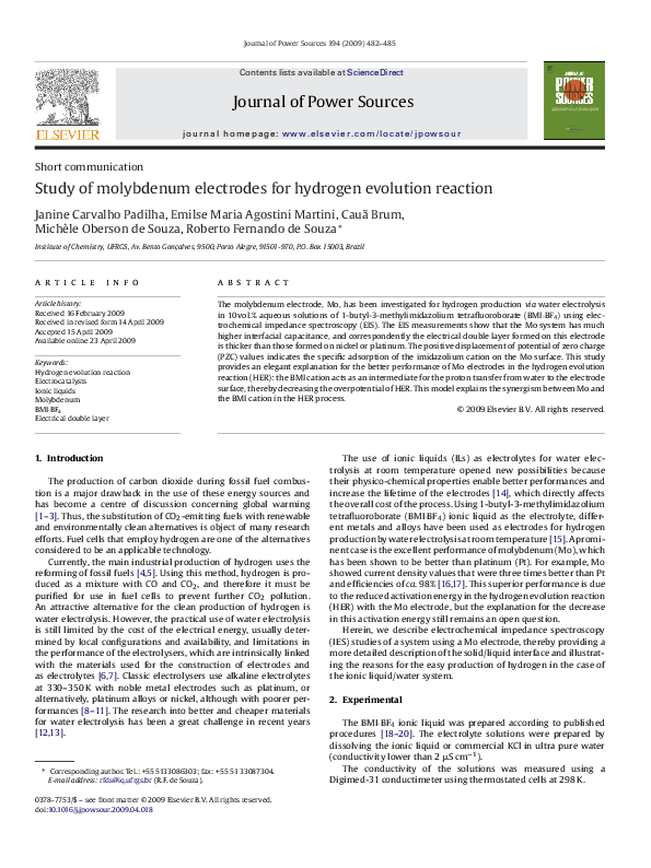 (PDF) Study of molybdenum electrodes for hydrogen evolution reaction