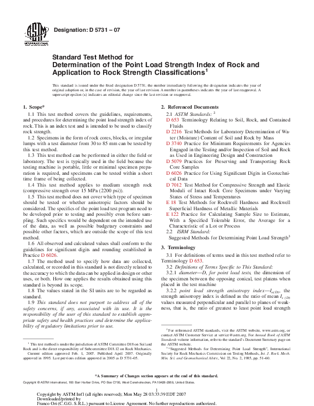 (PDF) Standard Test Method for Determination of the Point Load Strength