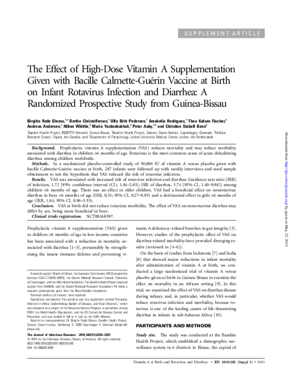 (PDF) The Effect of High‐Dose Vitamin A Supplementation Given with ...