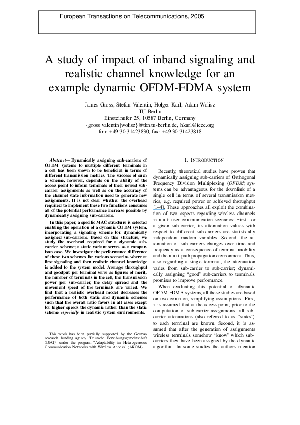 (PDF) A study of impact of inband signalling and realistic channel ...