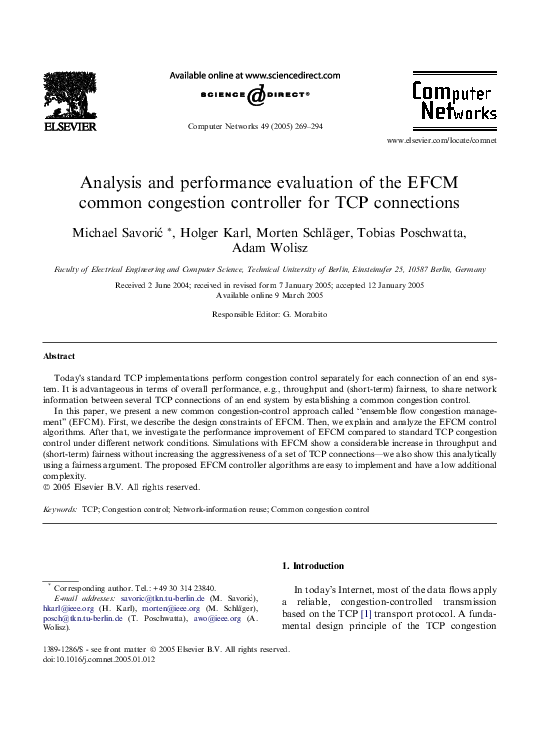 (PDF) Analysis and performance evaluation of the EFCM common congestion ...