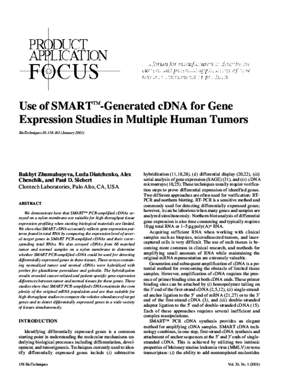 (PDF) Use of SMART-generated cDNA for gene expression studies in ...