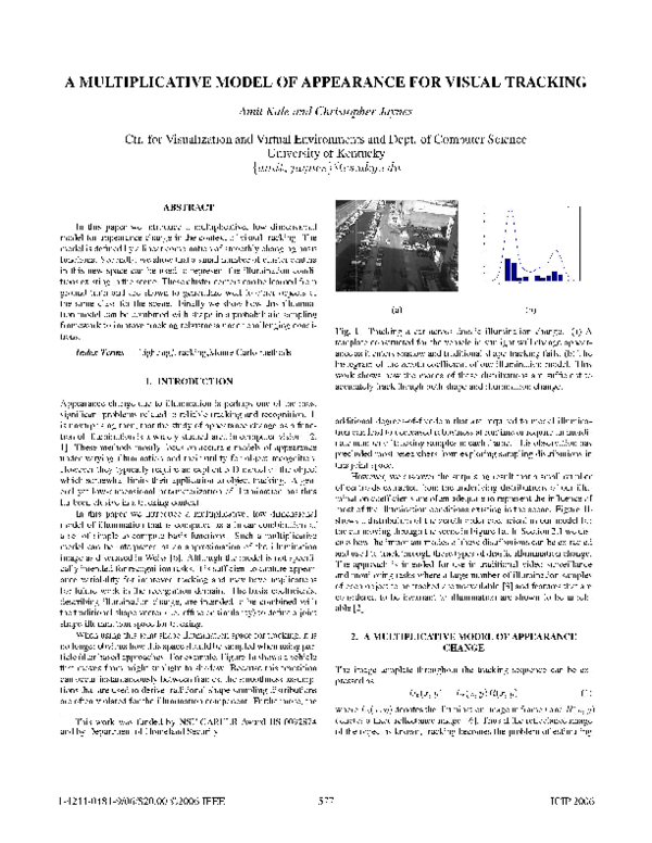 (PDF) A Multiplicative Model of Appearance for Visual Tracking