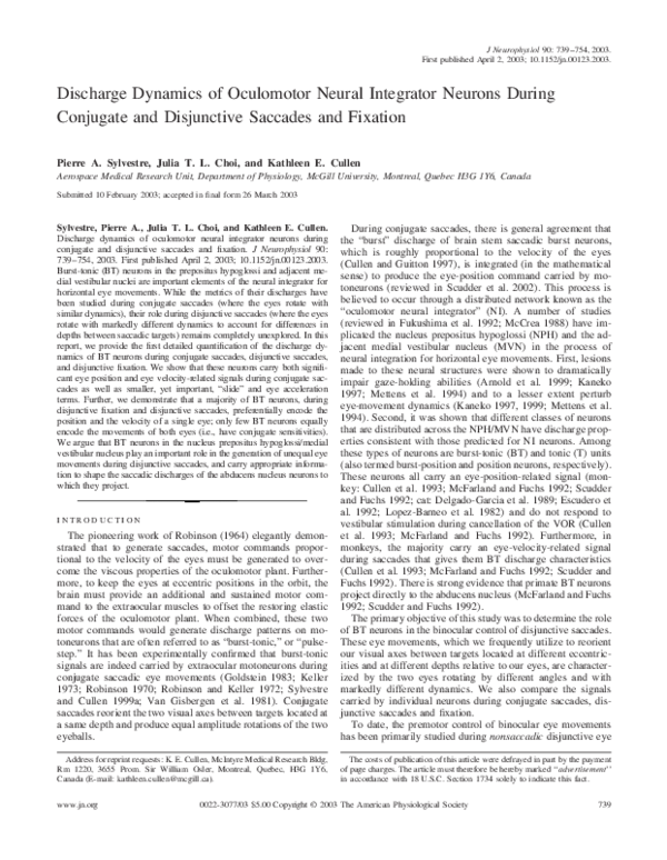 (PDF) Conjugate and Disconjugate Eye Movements Dynamic Characterization ...