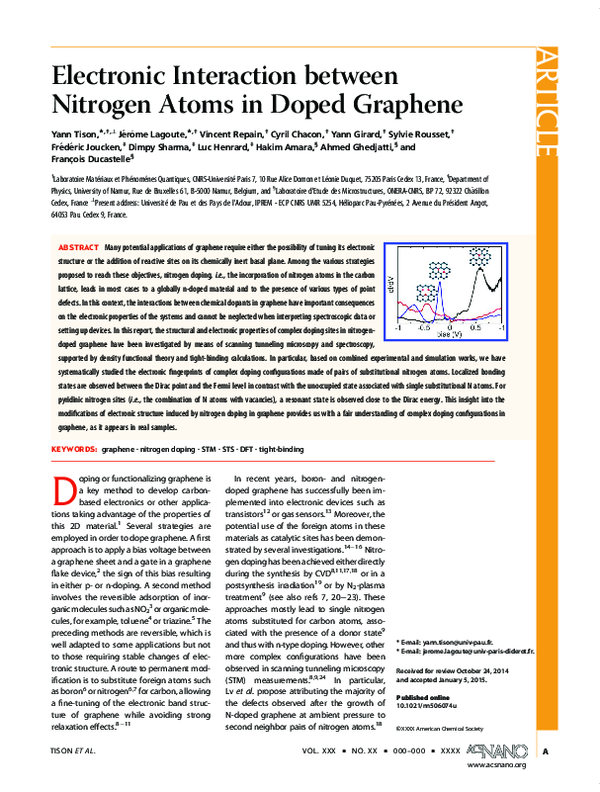 (PDF) Electronic Interaction between Nitrogen Atoms in Doped Graphene