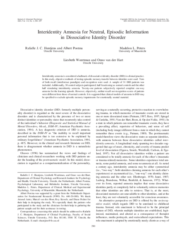 Amnesia essay short 08 picture