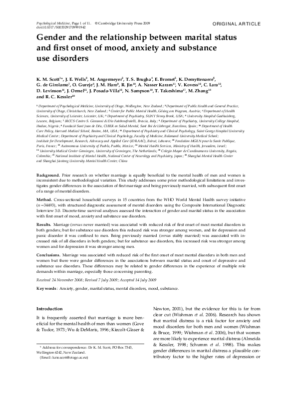 (PDF) Gender and the relationship between marital status and first ...