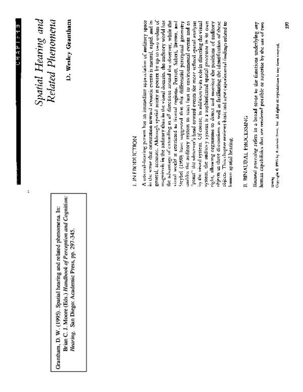 (PDF) Spatial Hearing and Related Phenomena