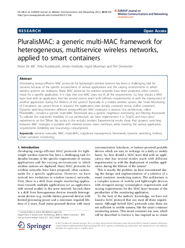 (PDF) PluralisMAC: a generic multi-MAC framework for heterogeneous ...