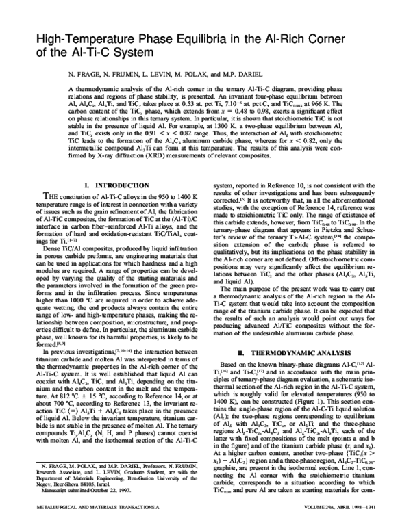 (PDF) High-temperature phase equilibria in the Al-rich corner of the Al ...