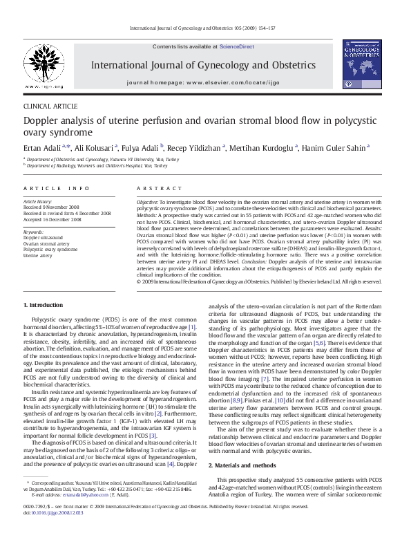 (PDF) Doppler analysis of uterine perfusion and ovarian stromal blood ...