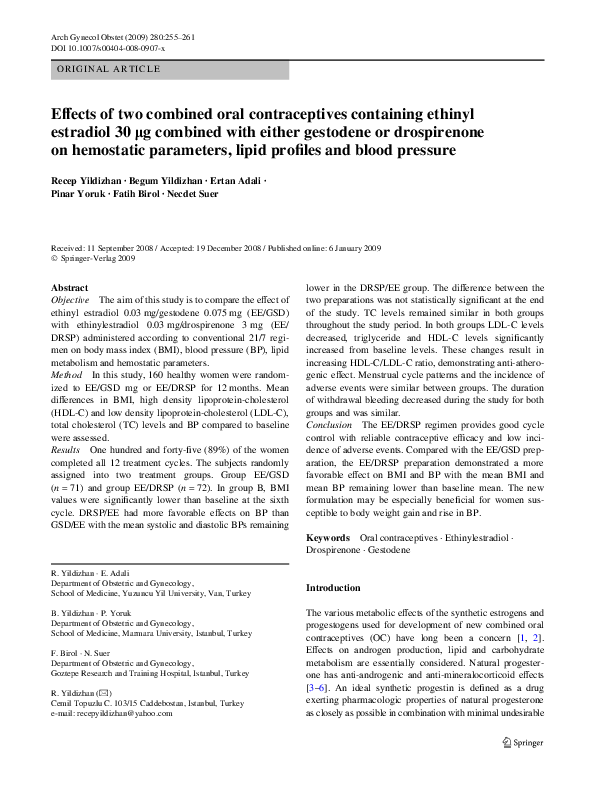 (PDF) Effects of two combined oral contraceptives containing ethinyl