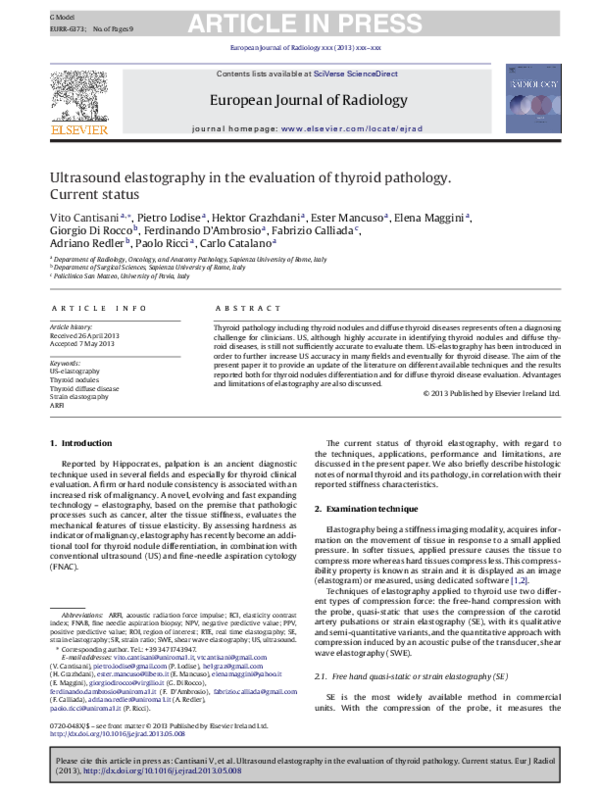 (PDF) Ultrasound elastography in the evaluation of thyroid pathology ...