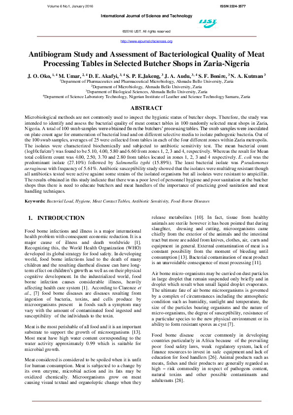 Pdf Antibiogram Study And Assessment Of Bacteriological Quality Of