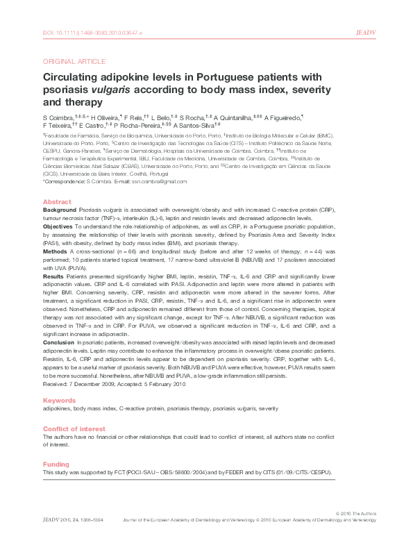 (PDF) Circulating adipokine levels in Portuguese patients with ...