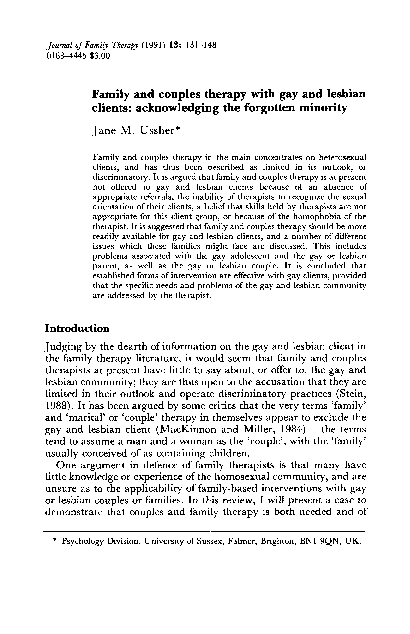 (PDF) Family and couples therapy with gay and lesbian clients ...