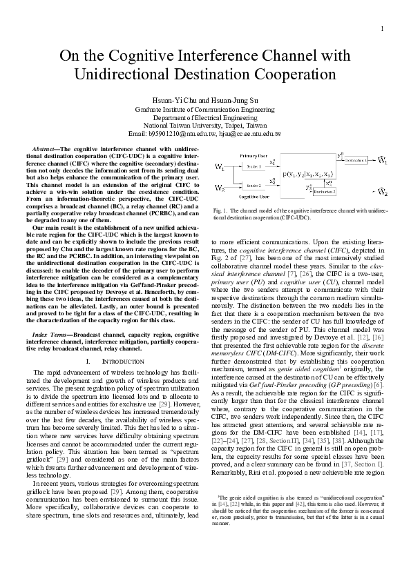 (PDF) On the Cognitive Interference Channel with Unidirectional ...