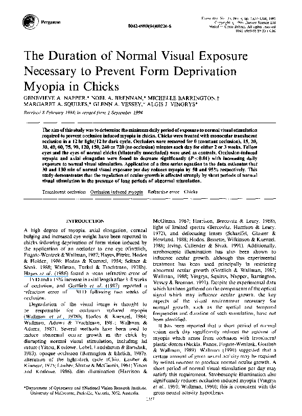 (PDF) The duration of normal visual exposure necessary to prevent form ...