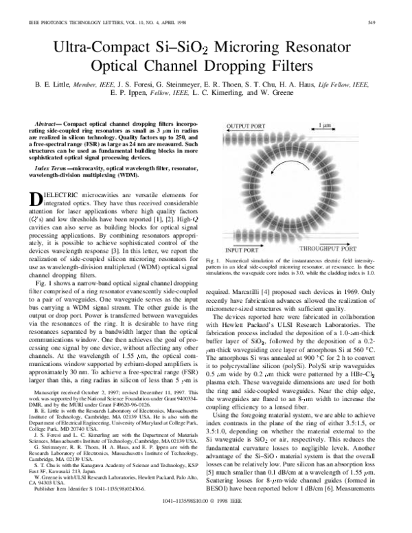 (PDF) Ultra-compact Si-SiO 2 microring resonator optical channel ...