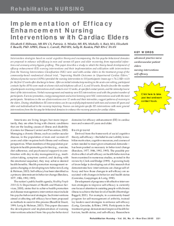 (PDF) Implementation of Efficacy Enhancement Nursing Interventions with ...