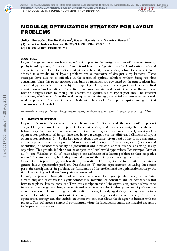 (PDF) Interactive Modular Optimization Strategy for Layout Problems