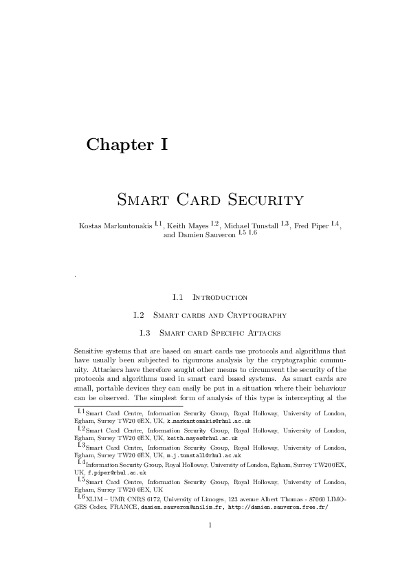 (PDF) Smart Card Security Keith Mayes Academia.edu