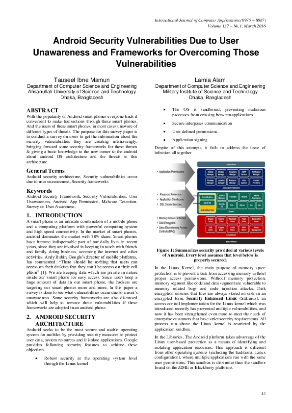 (PDF) Android Security Vulnerabilities Due to User Unawareness and ...