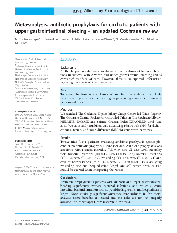 (PDF) Metaanalysis antibiotic prophylaxis for cirrhotic patients with upper gastrointestinal