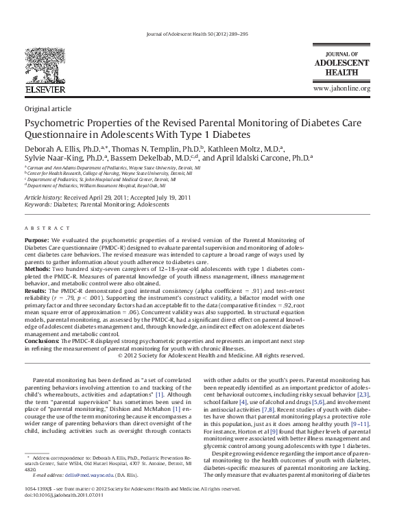 (PDF) Psychometric properties of the revised Parental Monitoring of ...