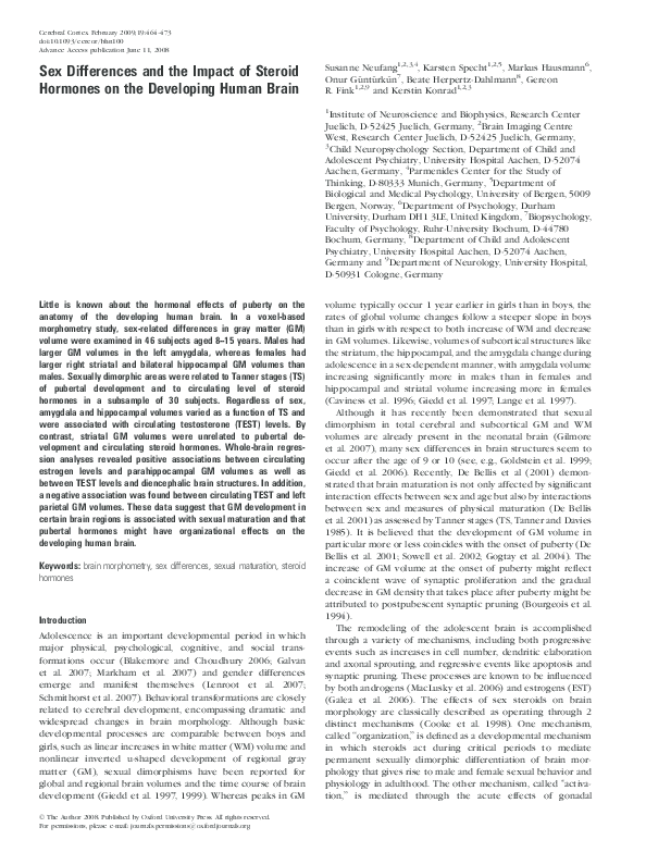 (PDF) Sex Differences and the Impact of Steroid Hormones on the ...