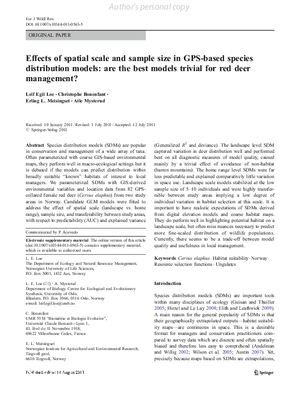 (PDF) Effects of spatial scale and sample size in GPS-based species ...