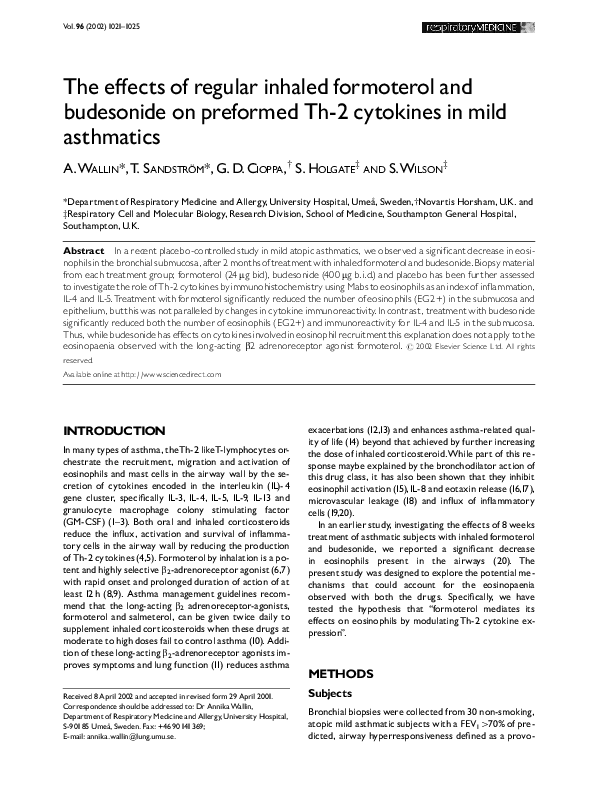 (PDF) The effects of regular inhaled formoterol and budesonide on ...