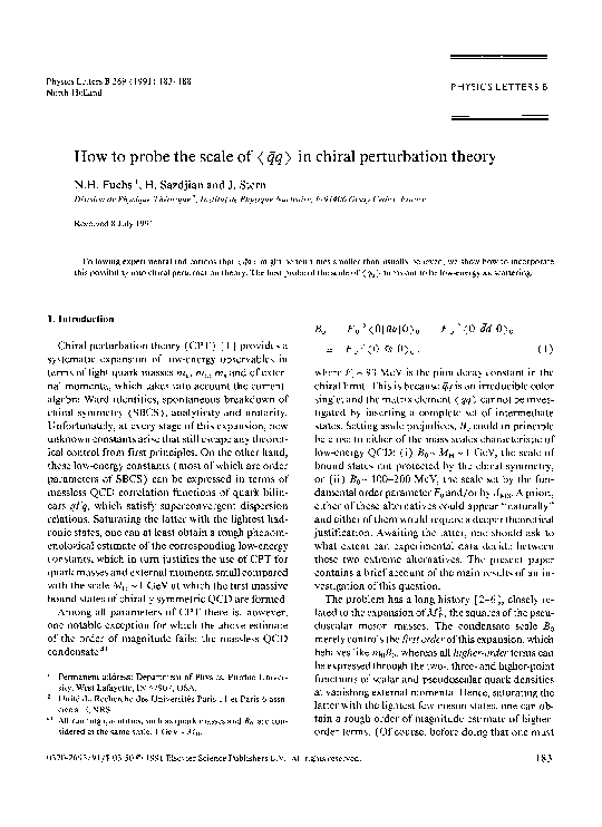(PDF) How to probe the scale of in chiral perturbation theory