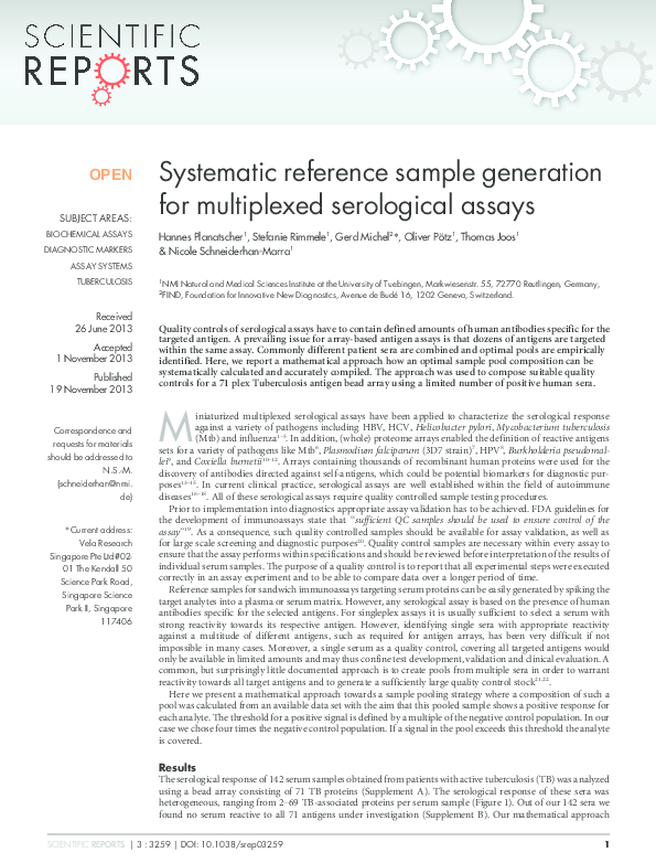 (PDF) Systematic reference sample generation for multiplexed ...