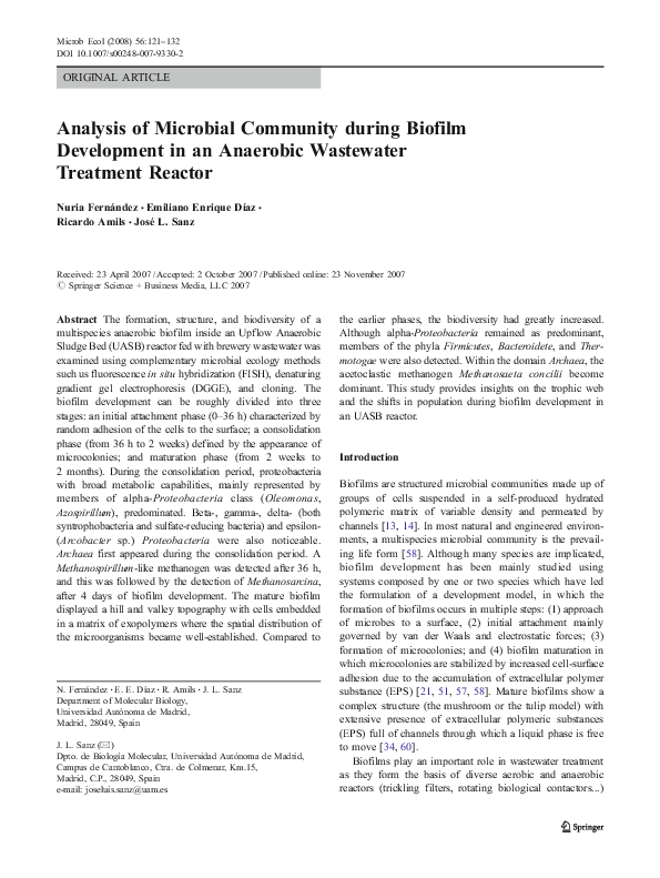 (PDF) Analysis of Microbial Community during Biofilm Development in an ...