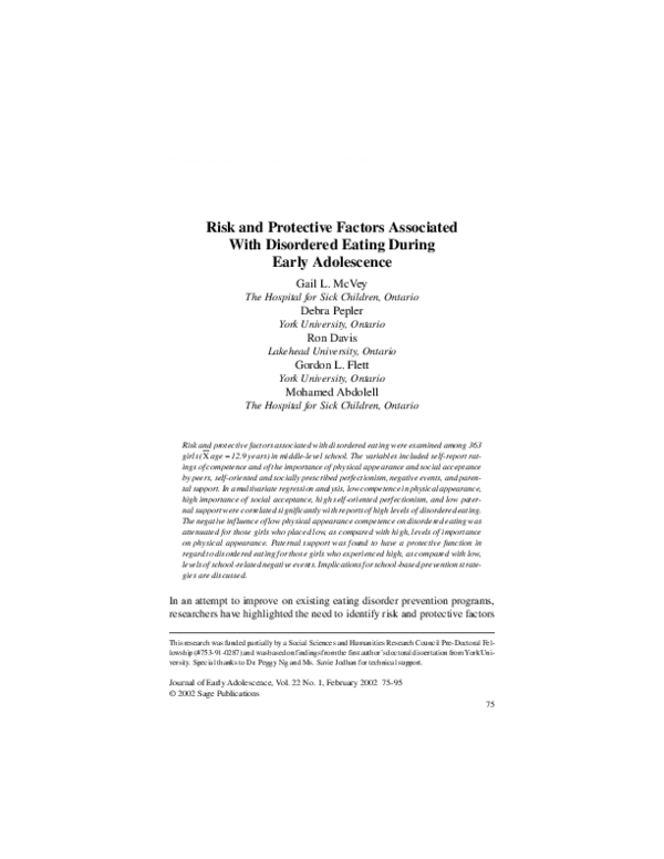 (PDF) Risk and Protective Factors Associated with Disordered Eating ...