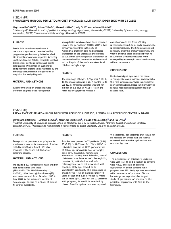 (PDF) Progressive hair coil penile tourniquet syndrome multicenter